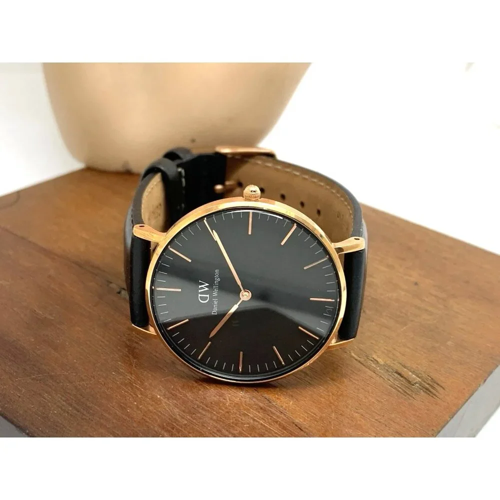 Daniel Wellington Women's Watch DW00100139 Rose Gold Black Leather Strap 36mm